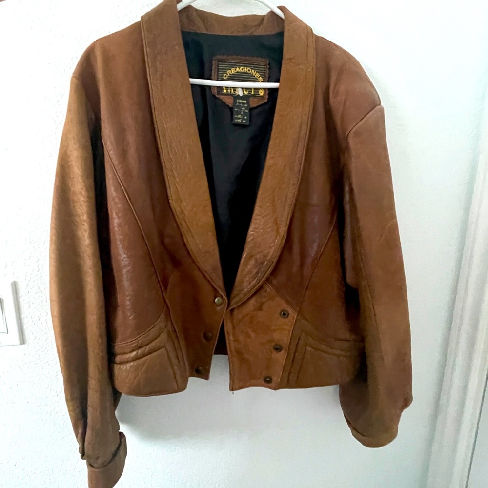 Creaciones vintage leather jacket Size L